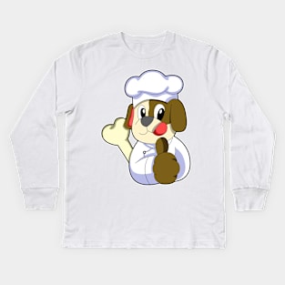 Dog as Chef with Bone Kids Long Sleeve T-Shirt